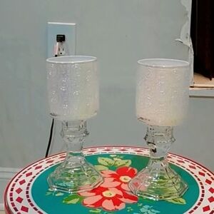 White and Gray Geometric Candle Holders